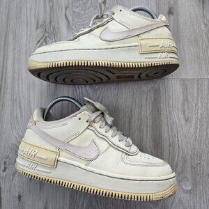 Nike | AF1's  Shadow 'Coconut Milk' pale yellow leather sneakers | WMS 7.5